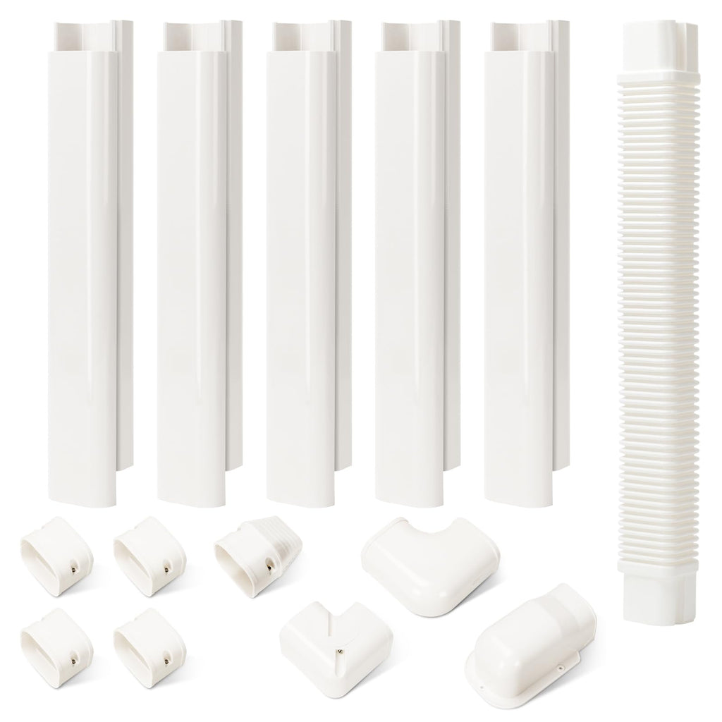 HOXHA 3" W 9Ft L Line Set Cover Kit for Mini Split & Central AC Systems - White PVC Tubing Cover - 275mm Length