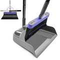 TRENNCHI Broom and Dustpan Set - 54" Long Handle 180° Swivel Broom with Vertical Dustpan Combing Teeth for Indoor Outdoor Cleaning