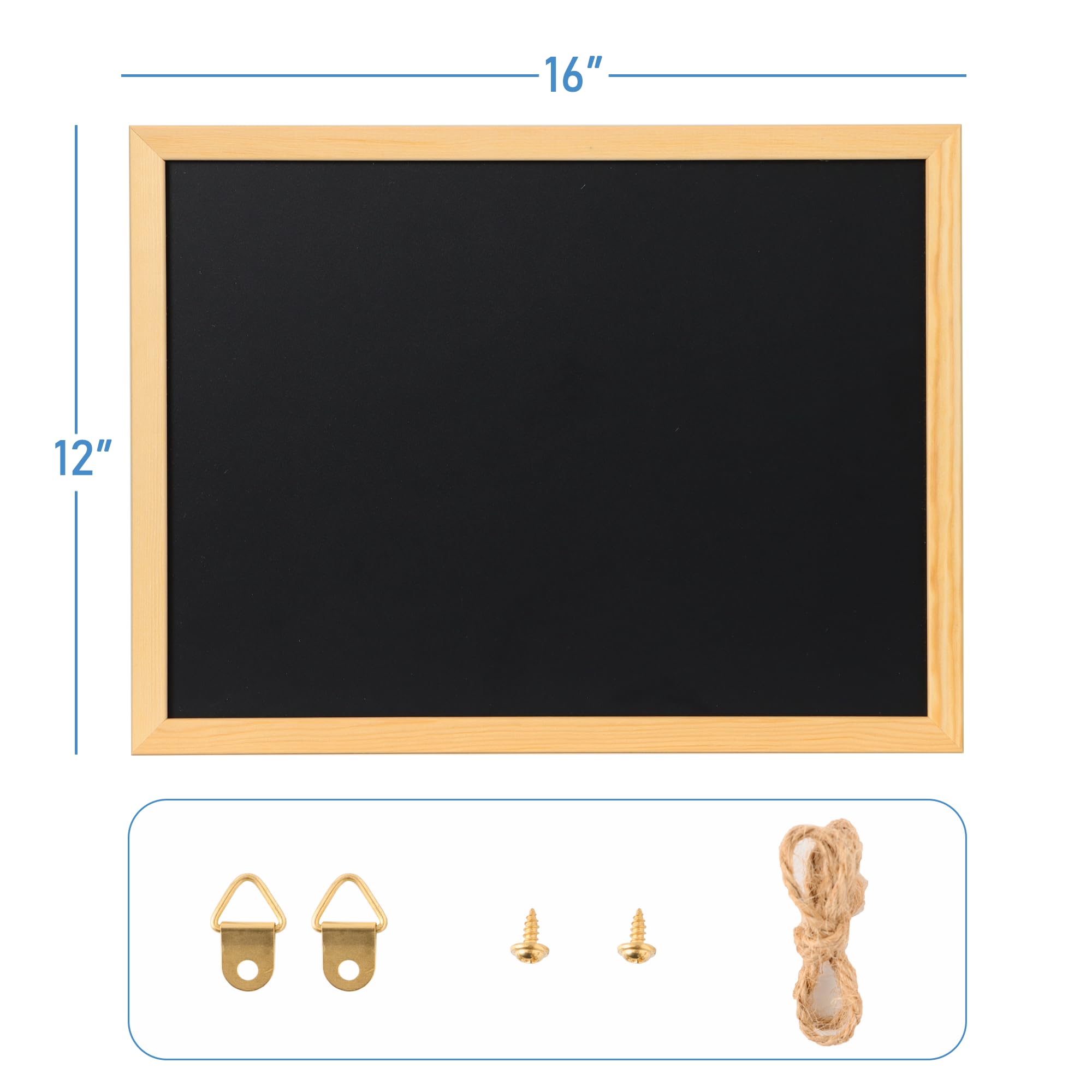 Mordchil HF Chalkboard, 16"x12" Wall Mounted Small Blackboard, Wood Frame Hanging Rustic Chalk Board for School, Office, Home, Restaurant Menu, Kitchen, Natural Wood Color
