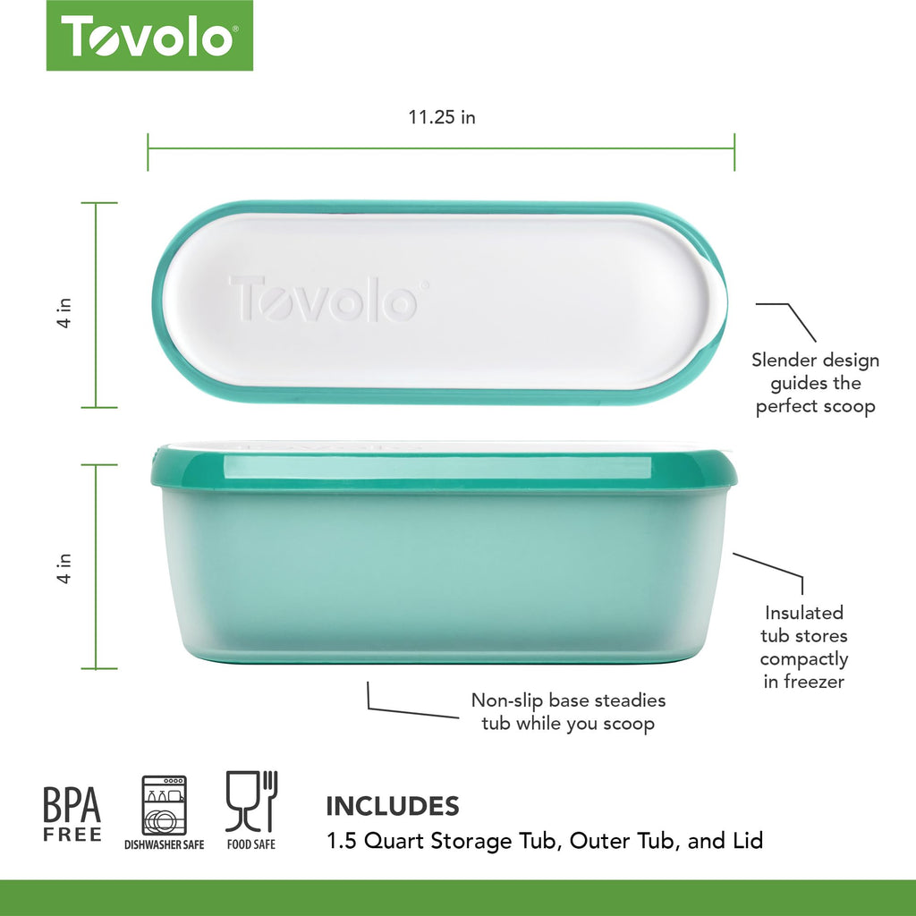 Tovolo Glide-A-Scoop Reusable Ice Cream Tub, Tropical Breeze – Airtight BPA-Free Ice Cream Container for Homemade Ice Cream, Compact Freezer Storage, Dishwasher Safe (1.5 Quart)