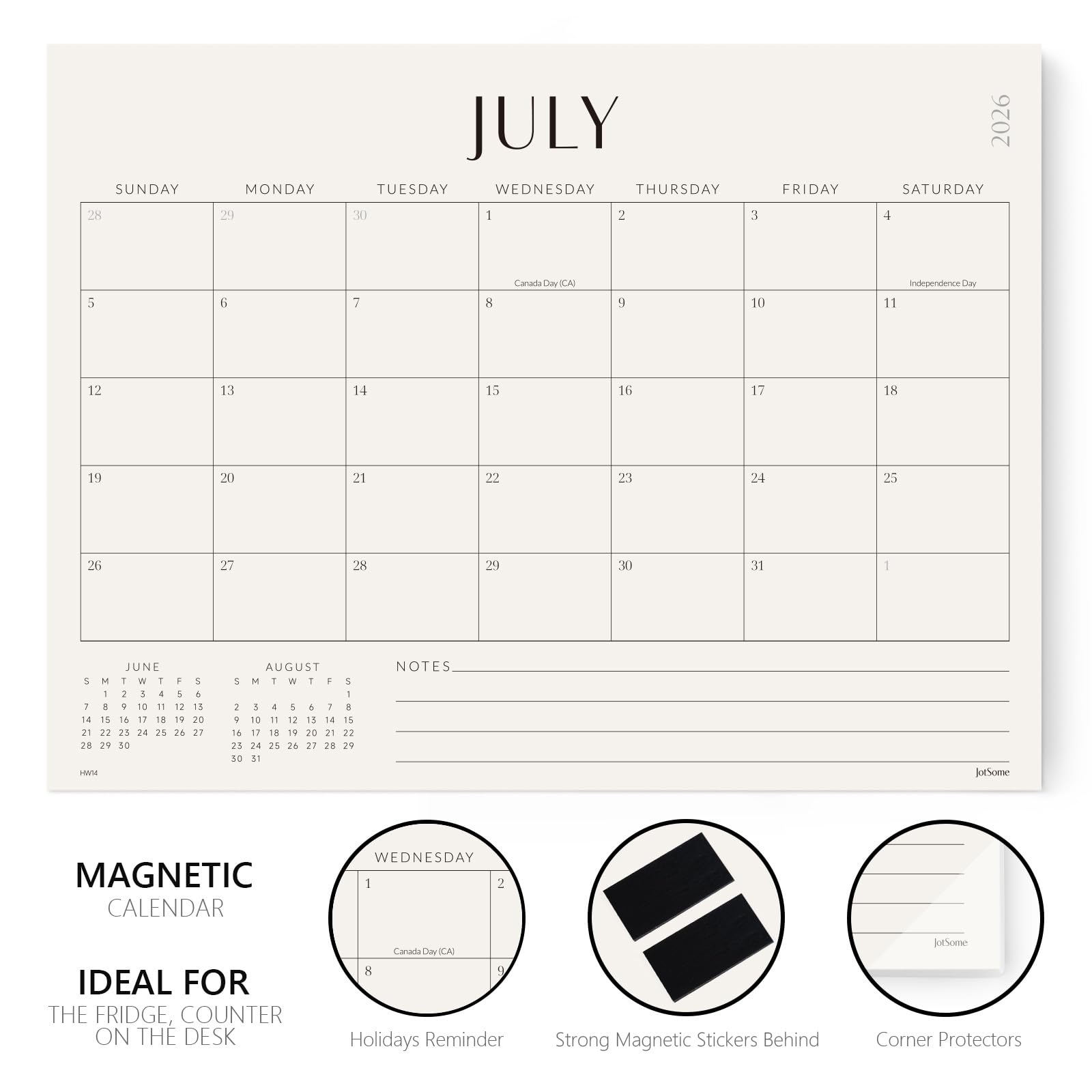 Jotsome Magnetic Calendar for Refrigerator 2026-2027, Monthly Fridge Calendar From Now to June 2027 14x10.5 inch, Easy Planning