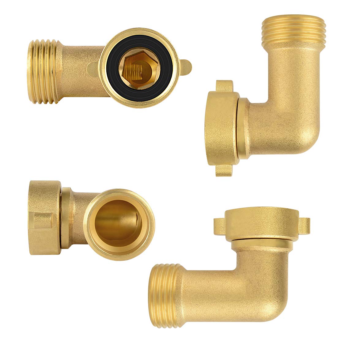 Garden Hose Elbow Connector, 90 Degree Hose Extender, Solid Brass Elbow Water Pipe Adapter