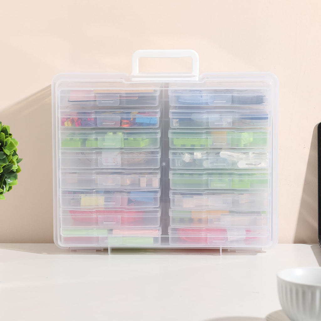 novelinks Photo Case 4 inch x 6 inch Photo Box Storage 16 Inner Photo Keeper Photo Organizer Cases Photos Storage Containers Box for Photos (Clear)