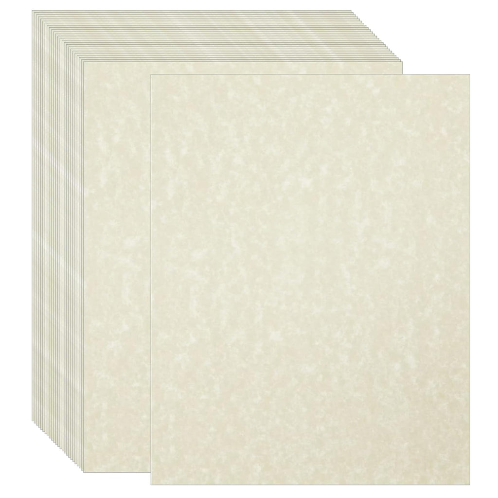 Acidea 100 Sheets Printed Parchment Paper, 180GSM Thickened Blank Certificate Printing Paper, 8.5 x 11 Inch Standard Letter, Ivory Antique Textured Parchment Papers for Writing Resume, Diploma