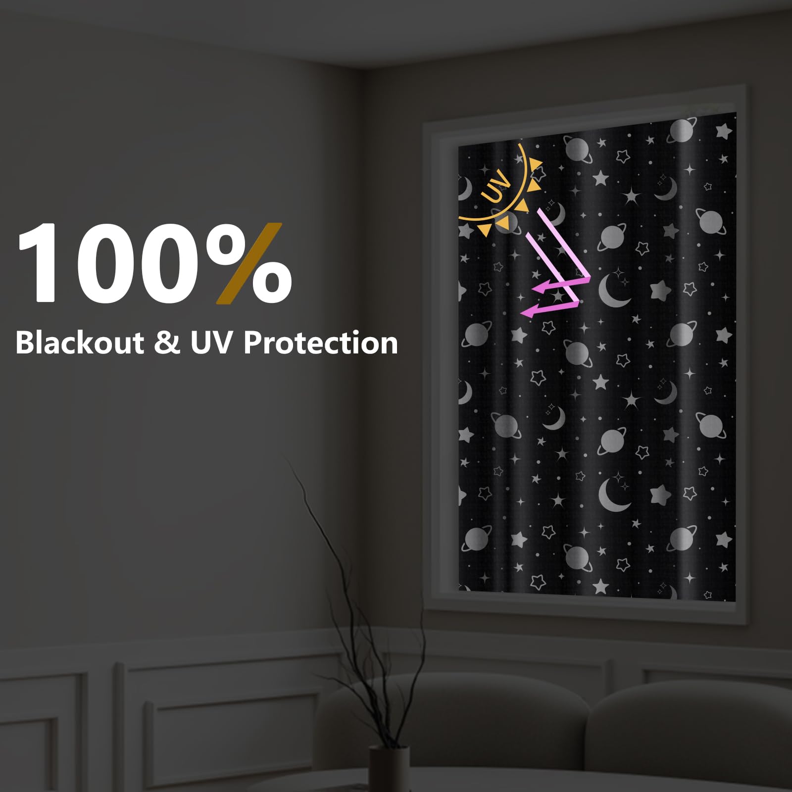 Yelmzir Portable Blackout Blind with Suction Cups, Adjustable Window Black Out Curtains No Drill, Temporary Blackout Window Covering for Bedroom, Travel, RV, 78" x 51"