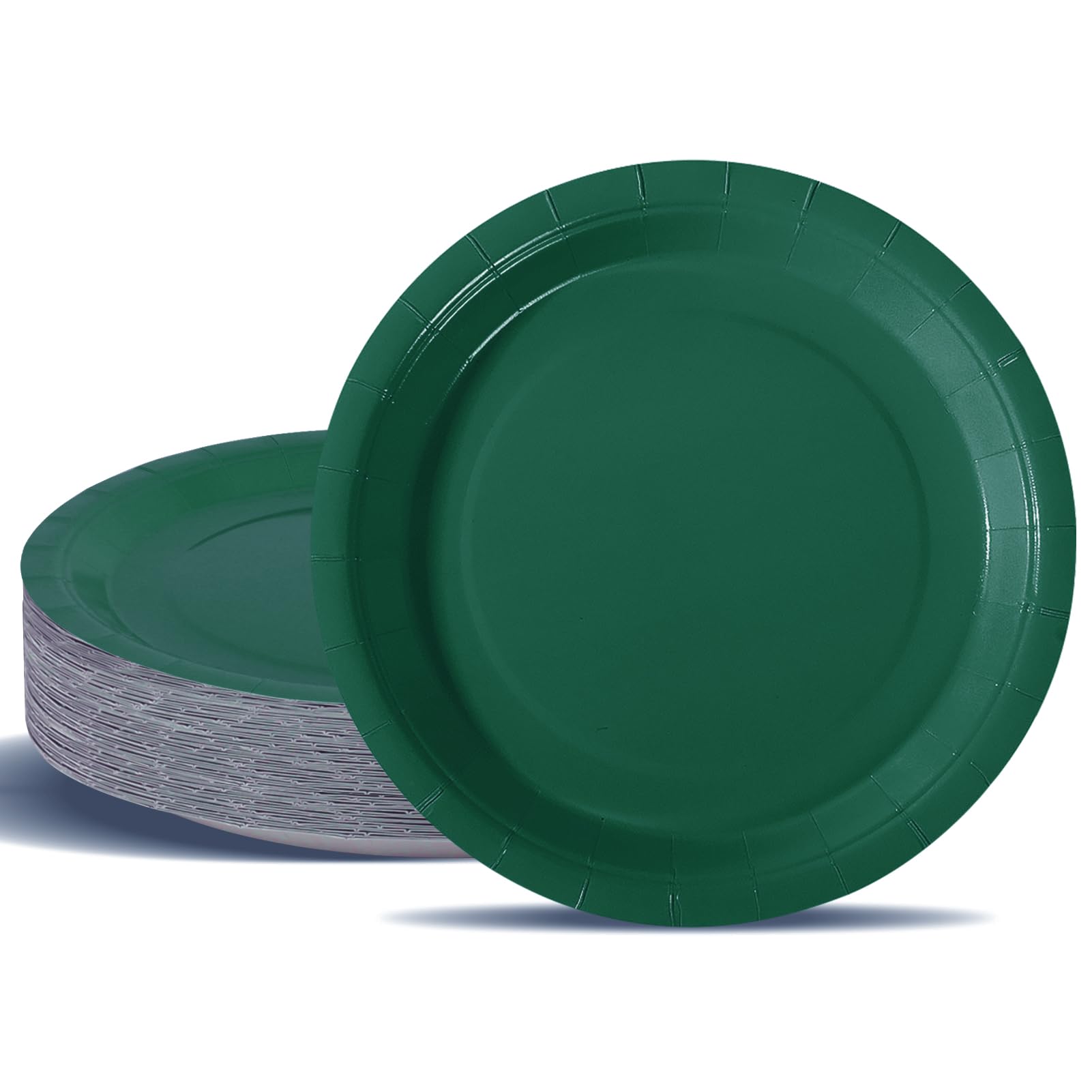 PYAILI Party Paper Plates, 50-Pack Disposable Dark Green Plates, Foil Polka Dots, 23 Centimetres-9 Inch