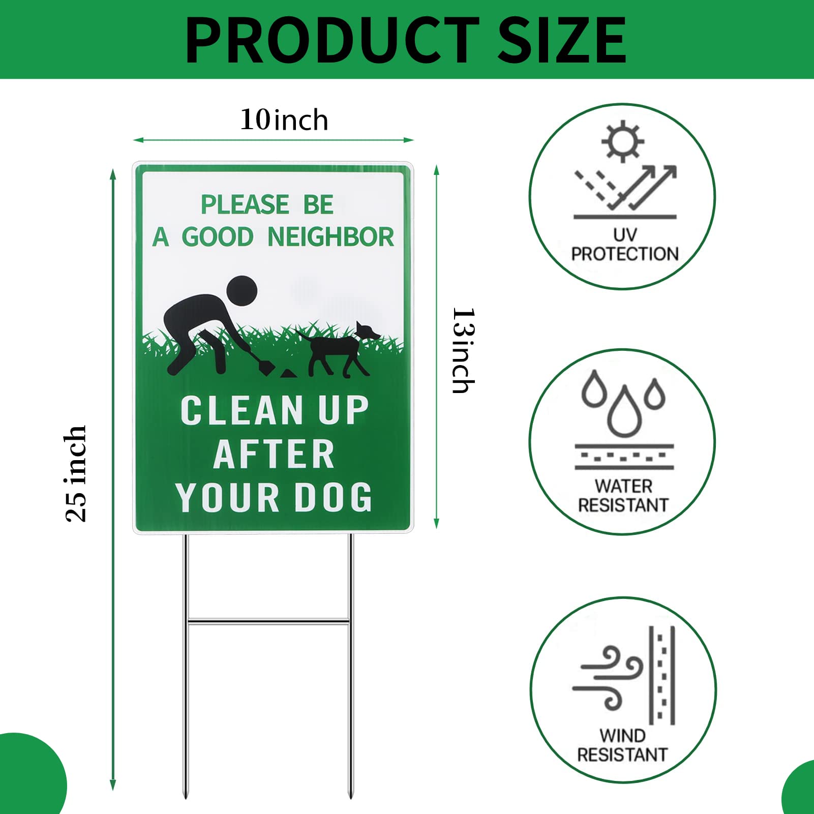 Eyoloty Please Clean Up After Your Dog Sign,13"x10" Please Be a Good Neighbor Sign with Metal Stake,No Dog Poop Signs for Yard,Double Sided UV Printed,Dog Poop Lawn Signs,Weather Resistant (3 Pack)