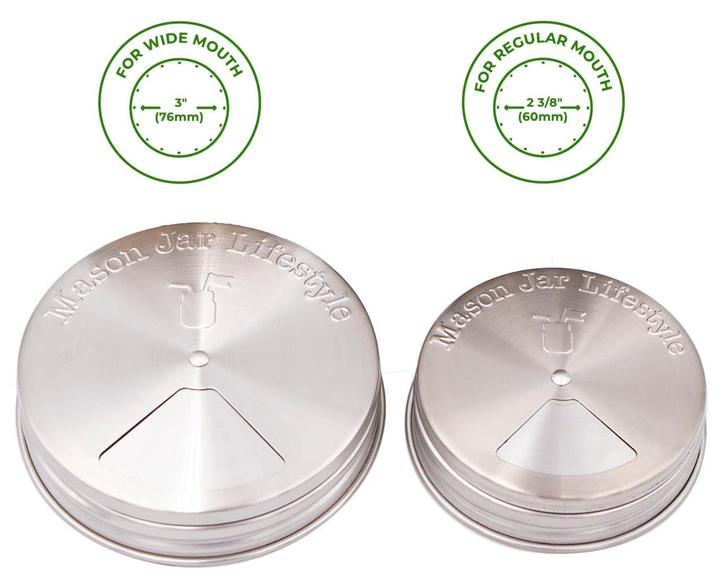 Mason Jar Lifestyle Adjustable Spice Shaker Lids for Regular Mouth Mason Jars – 4 Pack Stainless Steel Tops with Shaker and Pour Options – Seasoning Dispenser Lids