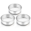 TeamFar 6 Inch Cake Pan, Round Smash Cake Pan Tier Baking Pans Set Stainless Steel, Fit in Pot Pressure Cooker Air Fryer, Healthy & Non-Toxic, Mirror Finish & Sturdy, Oven & Dishwasher Safe - Set of 3