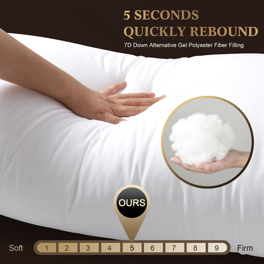SHERWOOD Body Pillow 20 x 54 Inch Long Pillow, White Cotton Fabric with Down Alternative Filling (Body Pillow)