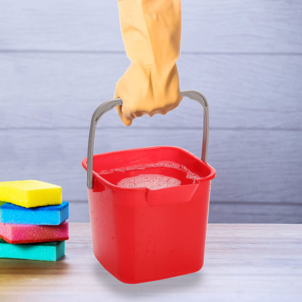 Peohud 4 Pack Sanitizing Buckets, 3 Quart Small Cleaning Pail, Square Cleaning Bucket Detergent Bucket with Spout and Handle for Home, Offices, School, Commercial Use