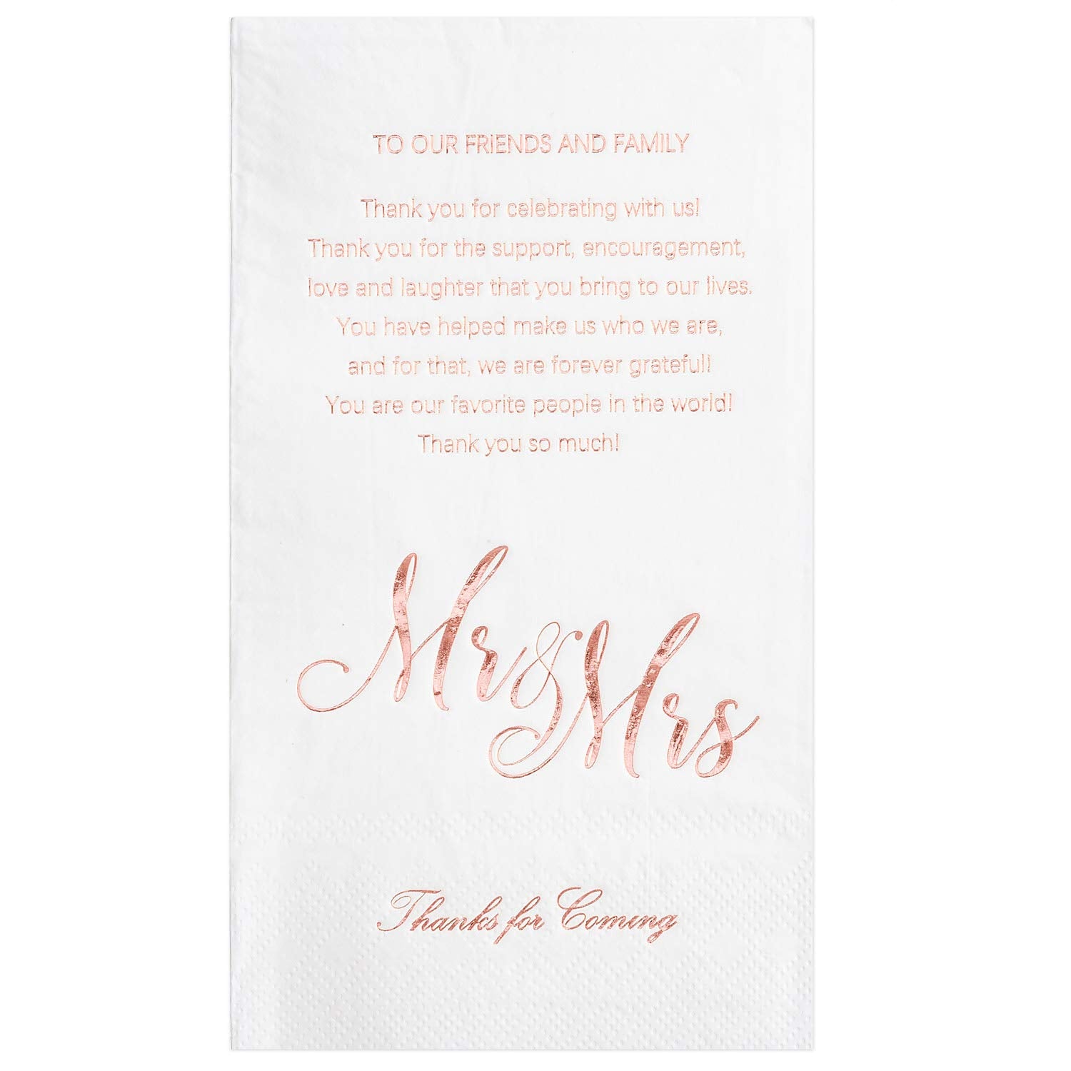 Crisky Rose Gold Mr & Mrs Dinner Napkins Wedding Dinner Napkins Replace Thank You Card Disposable Decorative Towels for Wedding Shower Banquet Rehearsal Dinner Decorations,50 Pcs, 3-ply, 12"x16"