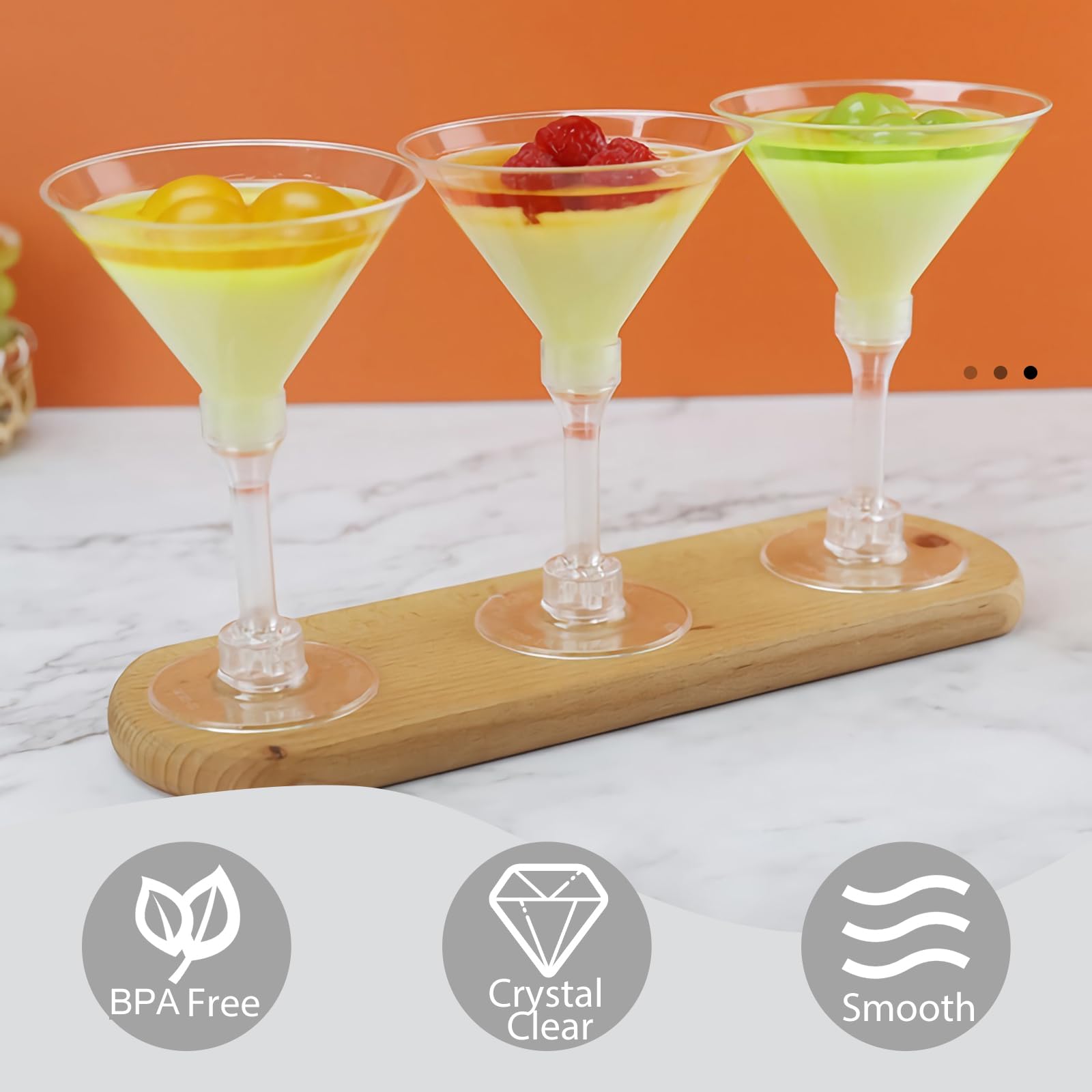 WUWEOT 60 Pack Plastic Martini Glasses, 5 Oz Unbreakable Tall Cocktail Glasses, Reusable Appetizer Dessert Cups Drinkware for Home Bar Restaurant Party Supply