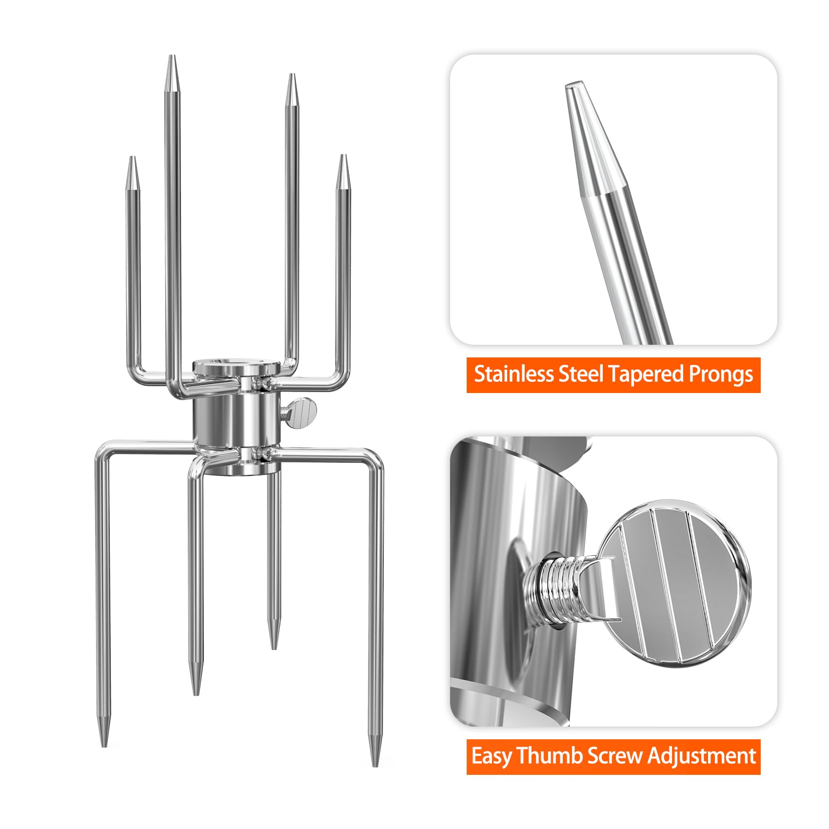 onlyfire Double Sided 4 Pronged Rotisserie Fork for Most Grills, Fits 5/16" Square Rotisserie Spit Rods, 2 PCS