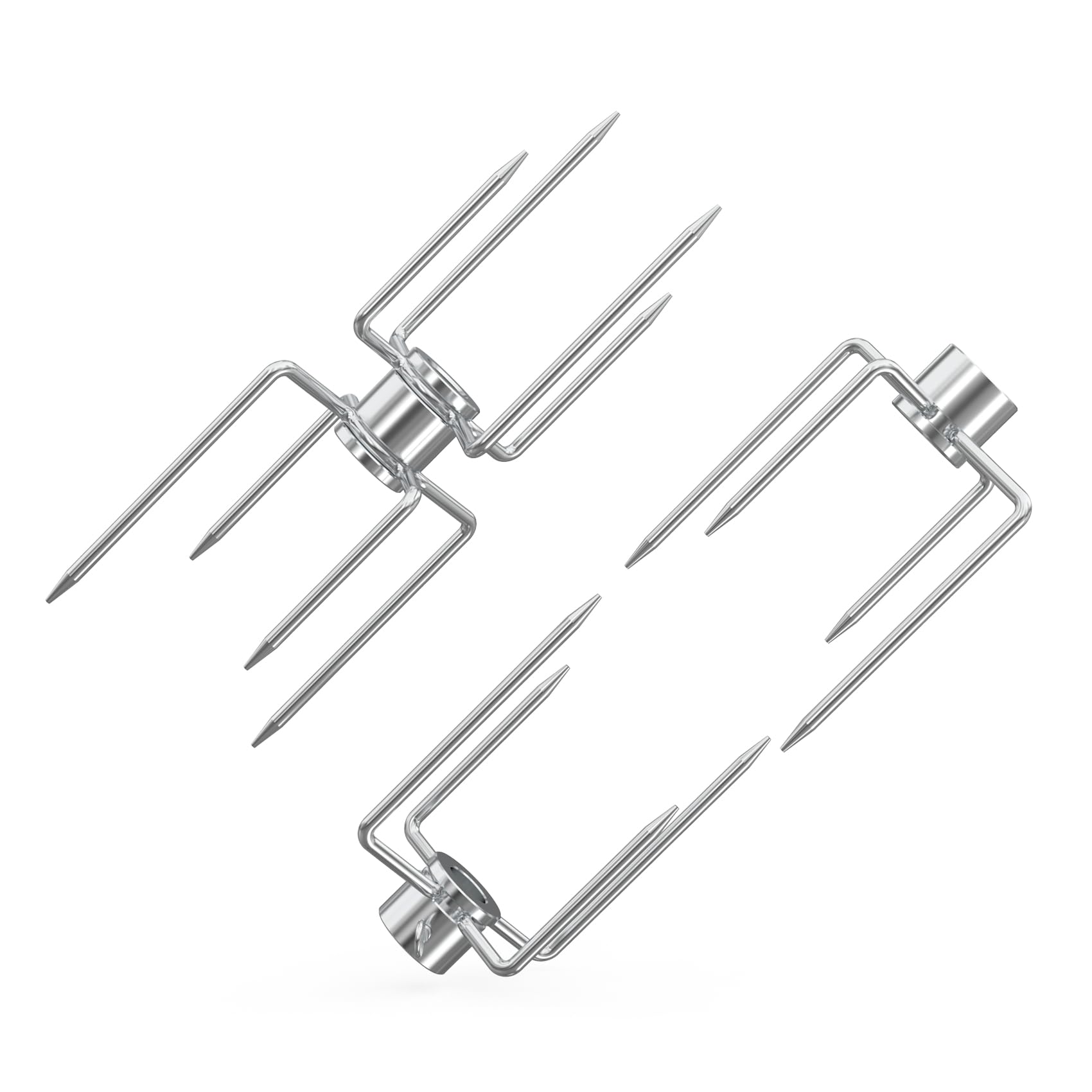 only fire Rotisserie Meat Forks for Most Grills - Include 2pcs 4 Pronged Rotisserie Forks and 1pc Double Sided 4 Pronged Rotisserie Fork