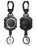 LIUGX 2 Pack Retractable Keychain, Heavy Duty Carabiner Key Chains, 10,000+ Rebound, Impact Resistance ID Badge Reels with 31.5” Wire Rope and Key Ring, Up to 8oz, Aluminum Ring, Carbon Fiber-Texture