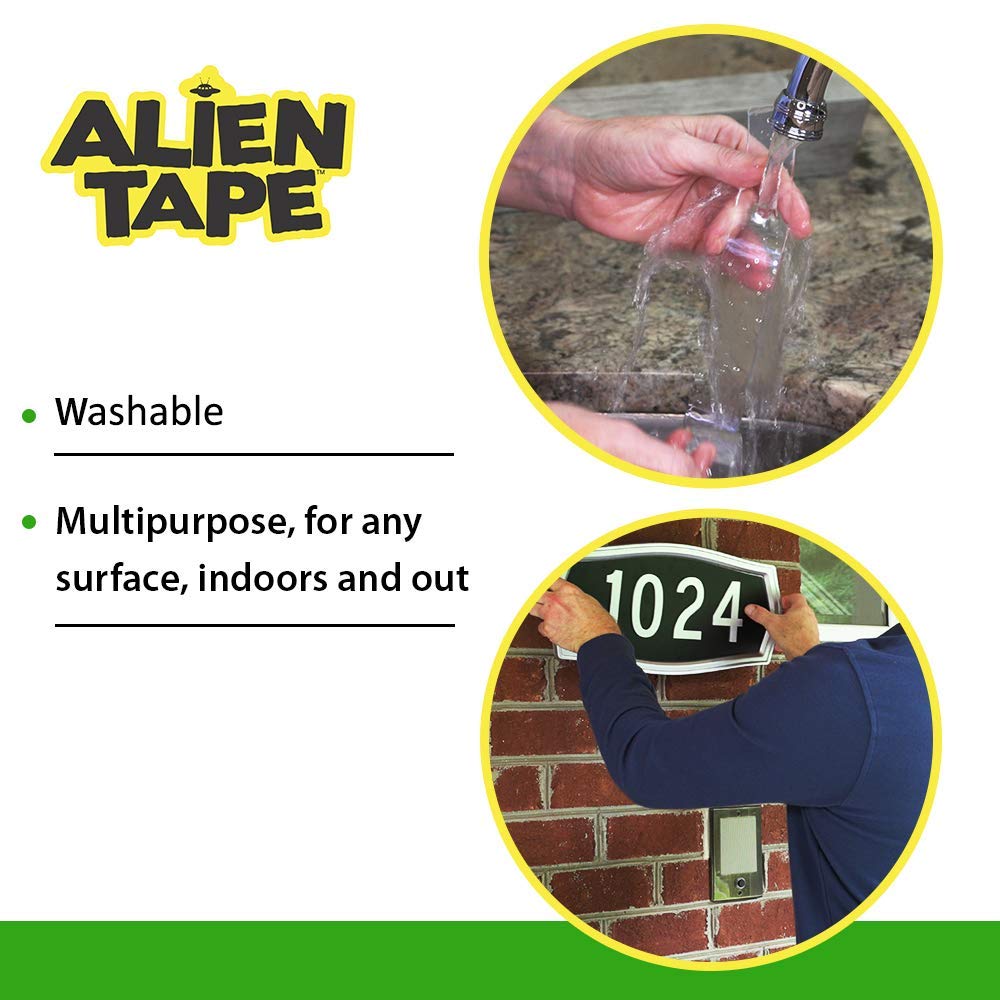 Alientape Nano Double Sided Tape Reusable Washable Transparent Traceless Multi-Purpose Adhesive Tape with Nano-Grip Technology for Indoor and Outdoor Mounting Tape As Seen On TV (Set of 3)