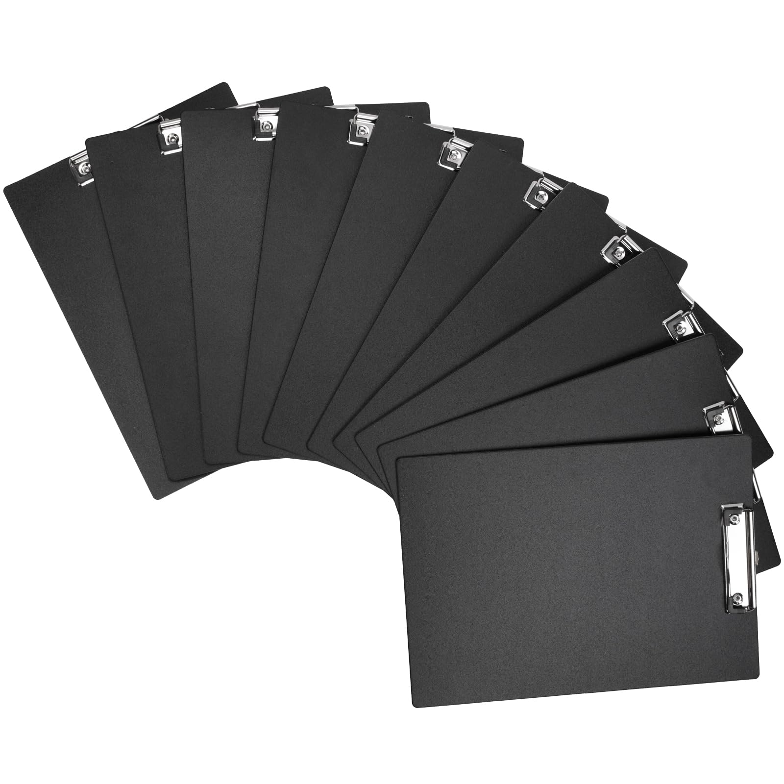 BOMKEE Black Clipboard, 10 Pack A4 Letter Size Clipboard Plastic Clipboards with Low Profile Metal Clip and Hanging Hole for Office and Home