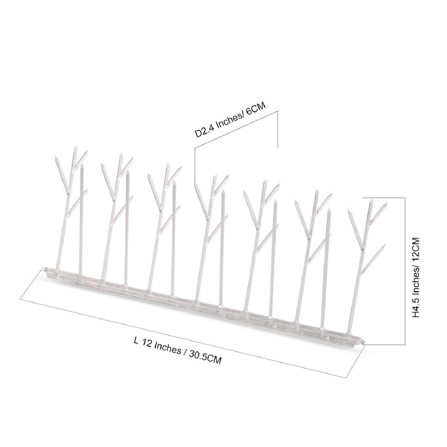 ASPECTEK Polycarbonate Bird Spikes with Adhesive Glue for Ledges and Surfaces, 10-Foot Kit