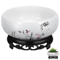 YARNOW Hydroponic Ceramic Planter Pot with Base 6.88 Inch Porcelain Flower Pot for Indoor Succulent Plants Orchid Bonsai Home and Office Garden Decor
