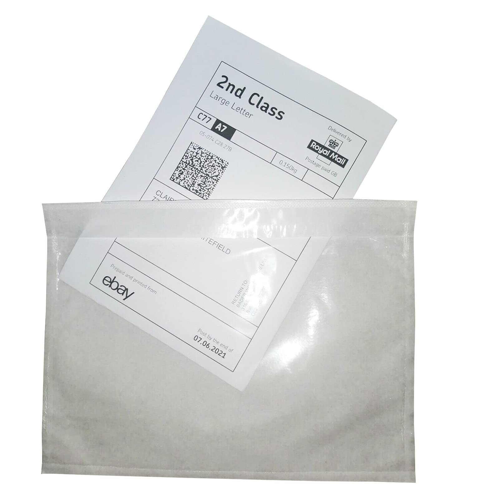 LabelMore 200 pcs 6" x 9" Clear Plastic Adhesive Packing List Mailing Shipping Label Pouch Return Label Documents Keeps Paper Safe While Shipping