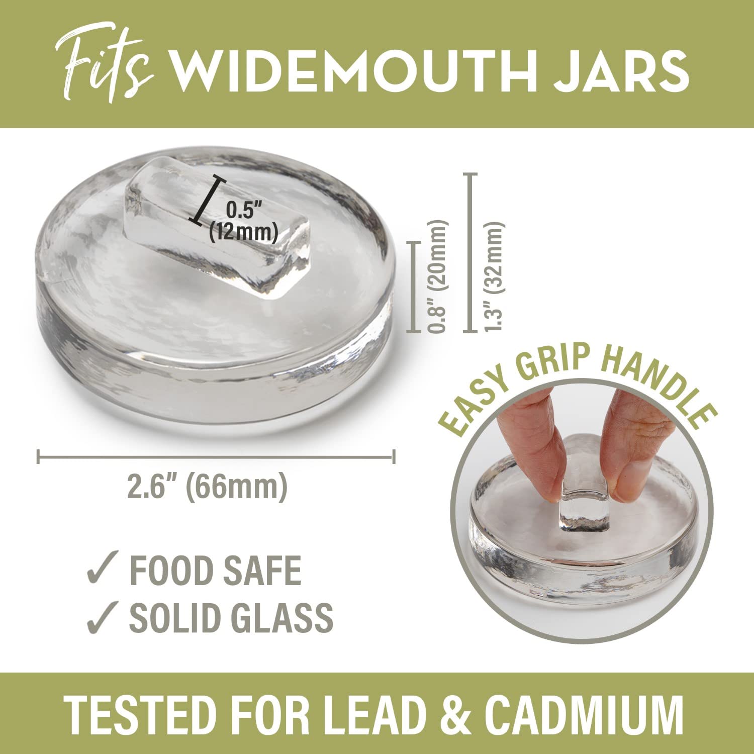 Glass Fermentation Weights for Fermenting with Easy Lift Handles - Boxed Set of 4 Clear