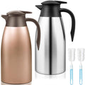 2 Pcs 68oz Stainless Steel Thermal Coffee Carafes, Double Walled Vacuum Carafe,Thermal Pot Flask for Coffee,Tea,Hot Water,Hot Beverage,12 Hours Hot, 24 Hours Cold (Silver, Rose Gold)