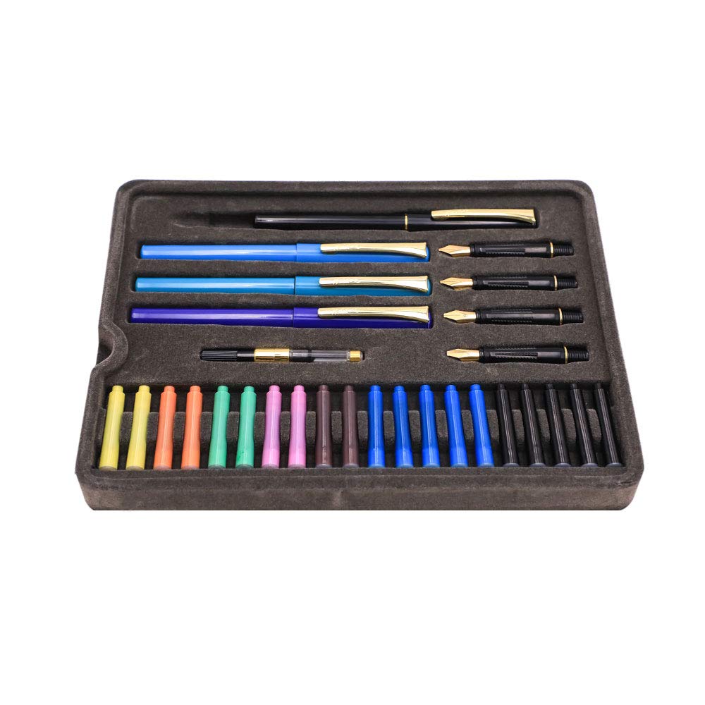 Mont Marte Calligraphy Set 33 Piece. Includes Calligraphy Pens, Calligraphy Nibs, Ink Cartridges, Introduction Booklet and Exercise Booklet.