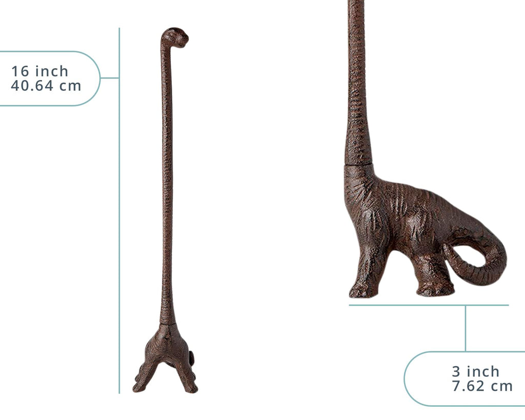 Comfify Cast Iron Dinosaur Paper Towel Holder or Free Standing Toilet Paper Holder - Rustic Brown w/Vintage Finish