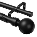 Pesenp 1” Diameter Double Curtain Rod 48-84 Inch, for 48-90 Inch Windows, Adjustable Splicing Black Curtain Rod, Extra Long Heavy Duty Drapery Rod for Living Blackout and Room Darkening Panels