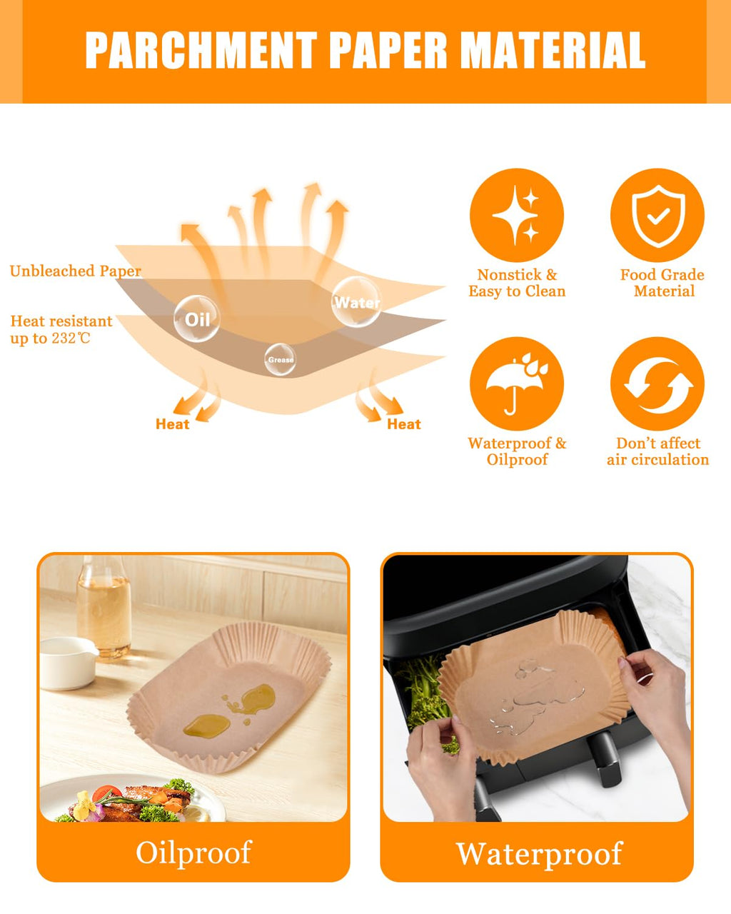 120PCs Air Fryer Parchment Paper Liners for Philips Dual Basket Air Fryer 3000 Series(NA350/00) 9.5 Quarts, 60Pcs 3L & 60PCs 6L Liners, Nonstick Airfryer Disposable Baking Accessories, Free of Bleach
