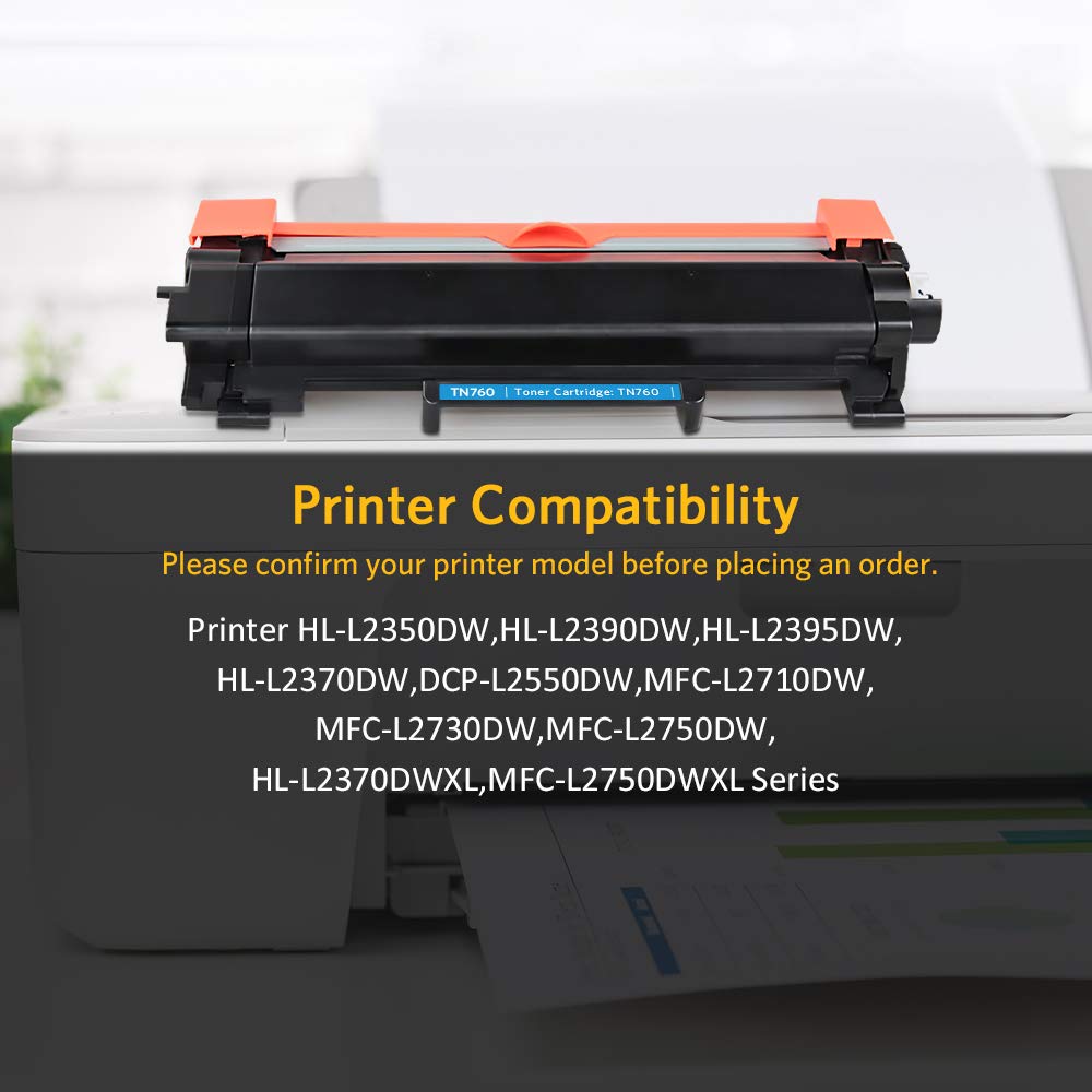 TN760 Toner Cartridge Replacement for Brother TN760 TN-760 TN730 TN-730 Compatible with DCP-L2550DW HL-L2350DW HL-L2370DW HL-L2390DW HL-L2395DW MFC-L2710DW MFC-L2750DW Printer(1 Black)
