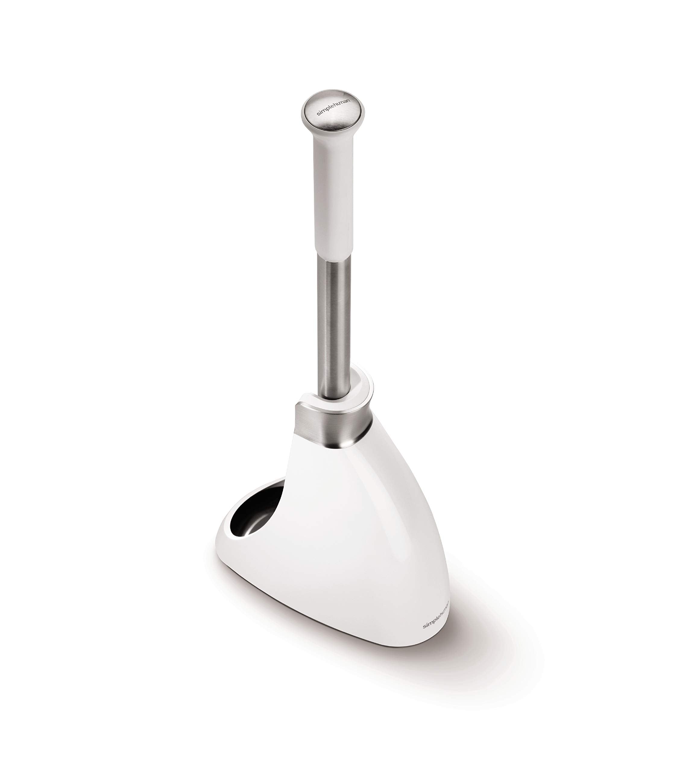simplehuman Toilet Brush with Caddy, Stainless Steel, White