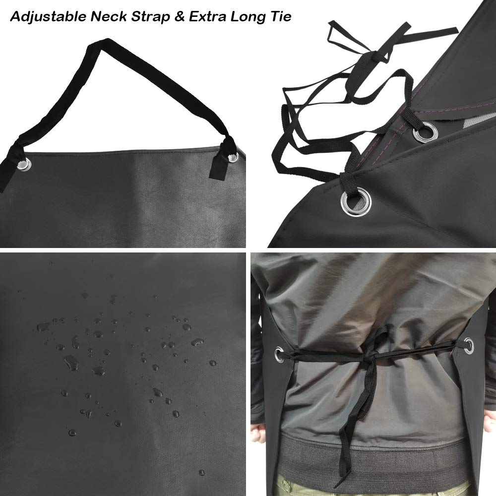 Waterproof Rubber Vinyl Apron & Heavy Duty Latex Gloves, DaKuan Ultra Lightweight Resist Strong Acid, Alkali and Oil Apron & Gloves Best for Staying Dry When Dishwashing, Lab Work, Butcher