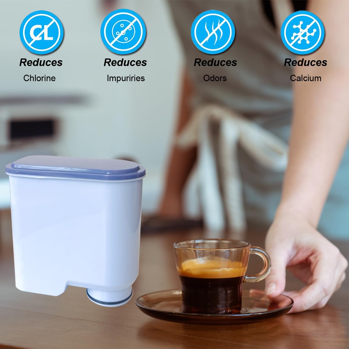 4 Pack Espresso Coffee Water Replacement Filters Compatible with Philips Saeco AquaClean 1200 2200 2300 3100 3300 4000 4400 5500 Series Espresso Machine CA6903 /10/00/01/22/47
