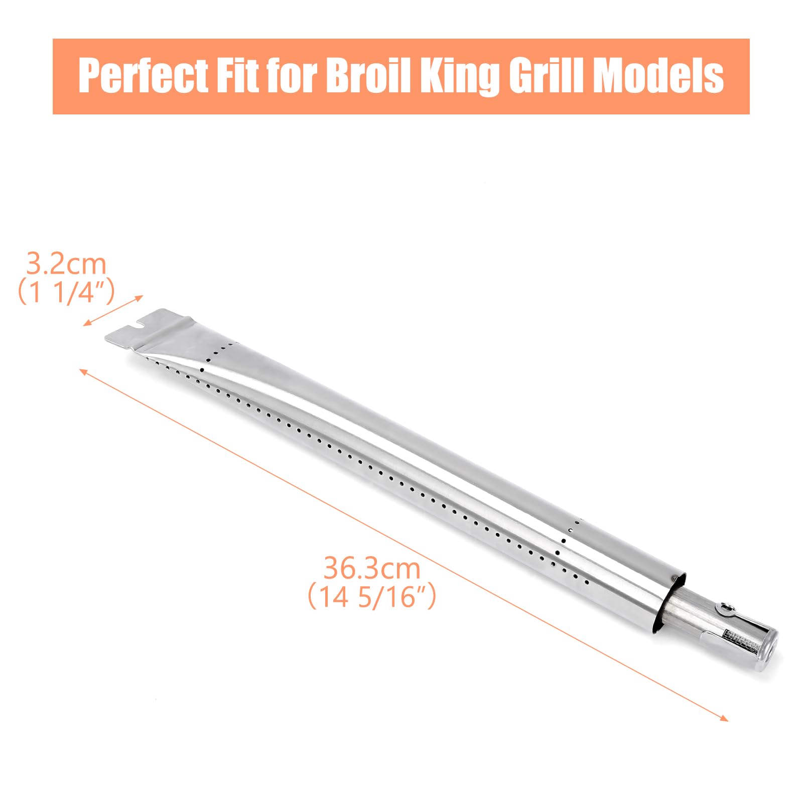 GFTIME 14 5/16" BBQ Burner for Broil King 18629, Broil King Signet, Broil King Sovereign Gas Grills, BBQ Burner Replacement for Broil King BBQ Parts, 3 Pack