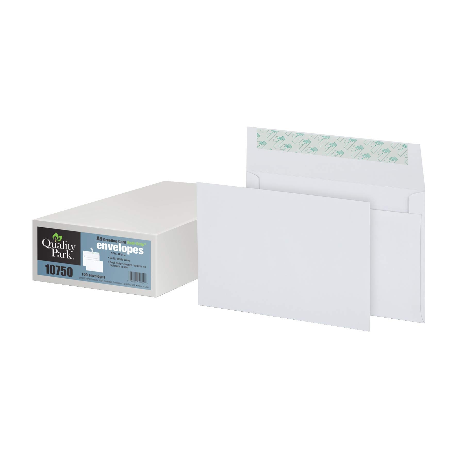 Quality Park Envelopes, A9 Half-Fold Invitation Envelopes, 5.75" x 8.75", White 24 lb Stock, Redi-Strip Self-Seal Closure, Printer Compatible, Ideal for Greeting Cards, Photos, Invitations, 100-Count