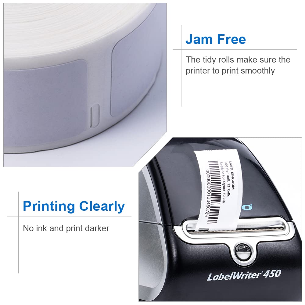 Label KINGDOM 4 Rolls Compatible Dymo Labels 1" x 2-1/8" Multipurpose Labels Replacement for DYMO 30336 Barcode Labels for Dymo Labelwriter 450, 450 Turbo, Dymo 4XL Desktop Printers