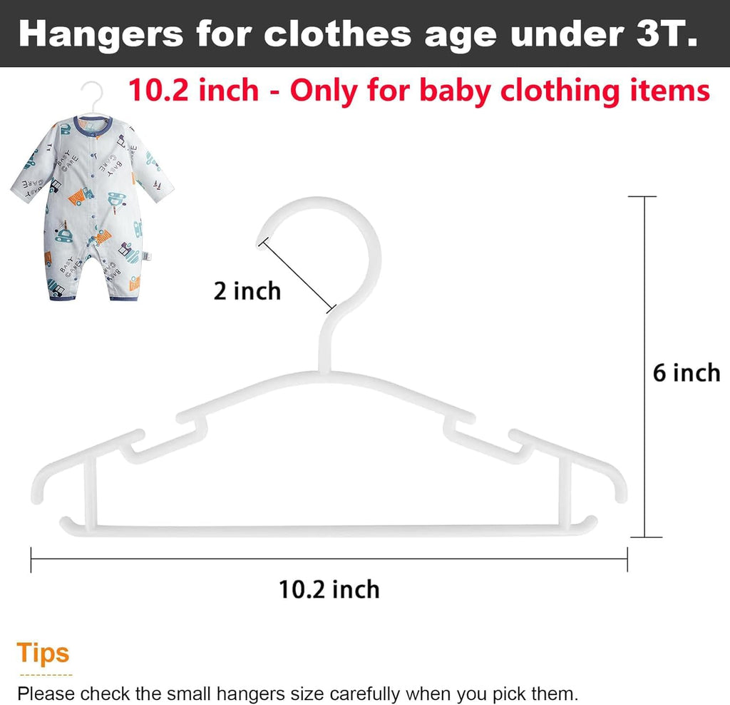 GoodtoU Kids Hangers 100 Pack Baby Hangers for Closet Toddler Hangers Plastic White Childrens Hangers Small Hangers 10.24inch (0-24 Months)