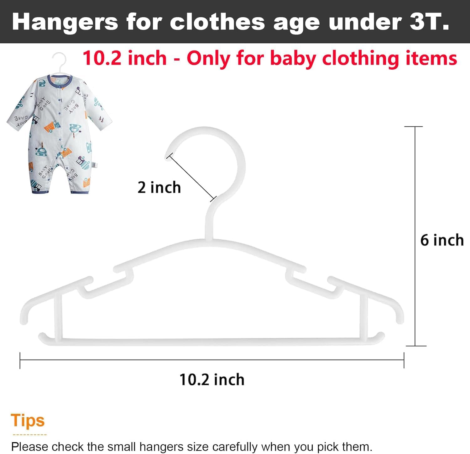 GoodtoU Kids Hangers 100 Pack Baby Hangers for Closet Toddler Hangers Plastic White Childrens Hangers Small Hangers 10.24inch (0-24 Months)