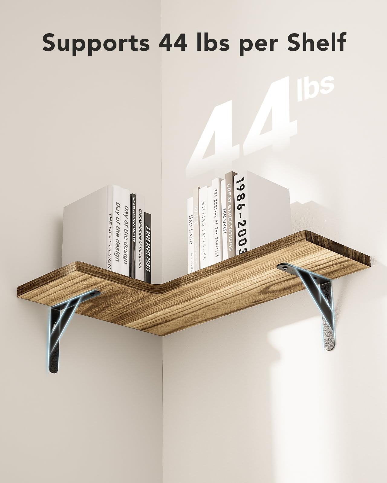 AMADA HOMEFURNISHING Corner Floating Shelves, Set of 4 Corner Shelves Wall Mounted, Shelves for Wall Decor, Corner Wood Shelves for Home Decor, Office, Bedroom, Bathroom, Laundry Room, Kitchen
