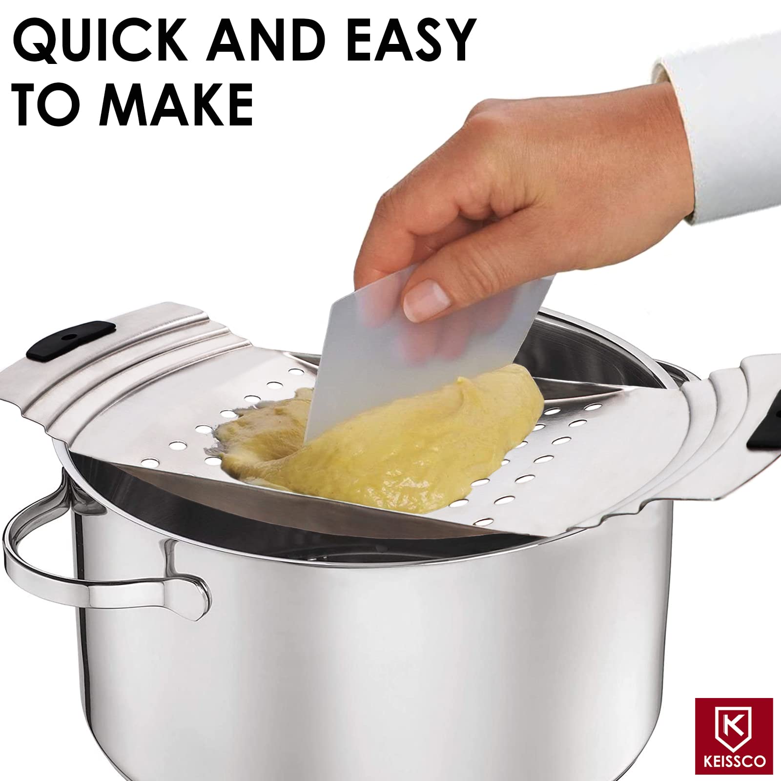 Premium Grade Stainless Steel Spaetzle Maker, Spaetzle Plane with Pastry Scraper Traditional German Egg Noodle Maker
