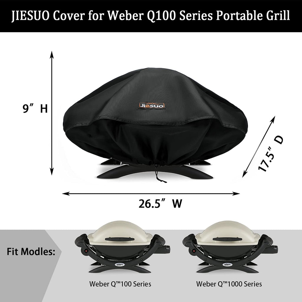 JIESUO BBQ Cover for Weber q Series Grill, Grill Cover for Weber q1200, q1000 and q100 Series Portable Grill Cover