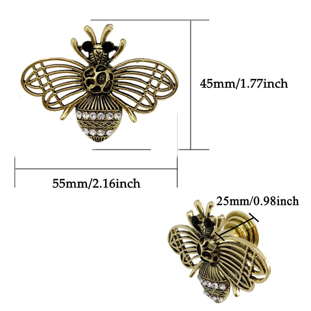 brandname Yueya 6 Pcs Knobs,Bee Shape Metal Knob Insect Theme Knobs Single Hole Cabinet Pull Handles for Dresser Cupboard Drawers Bathrom and Kitchen with Screws (Gold)