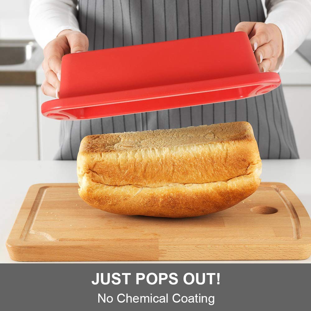 SILIVO Silicone Bread and Loaf Pans - Set of 2 - Nonstick Silicone Baking Mold for Homemade Loaf, Bread and Meatloaf - 8.9x3.7x2.5 inch