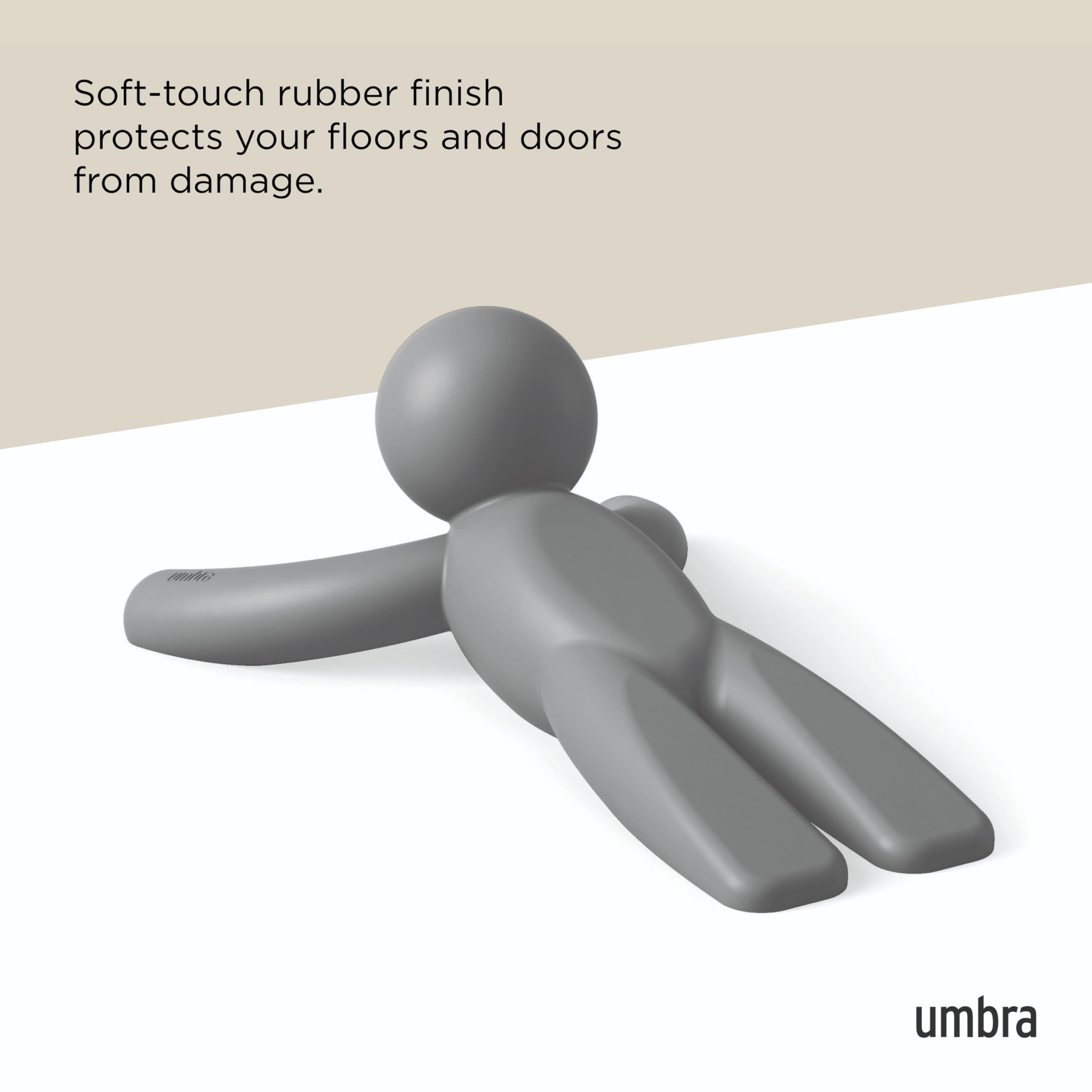 Umbra Buddy Door Stop, Heavy-Duty and Flexible, Soft-Touch Finish, Protects Your Floors, Grey, 2-Pack