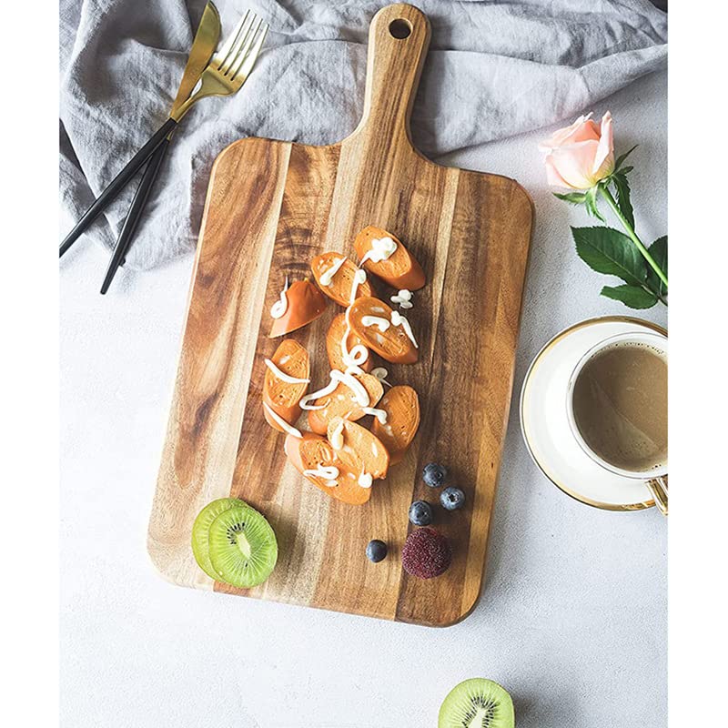 UgyDuky Acacia Wood Cutting Board Wooden Kitchen Cutting Board with Handle Wooden Chopping Board Wood Serving Board Charcuterie Board Serving Board for Food Prep Bread Fruit Vegetable Meat Serving