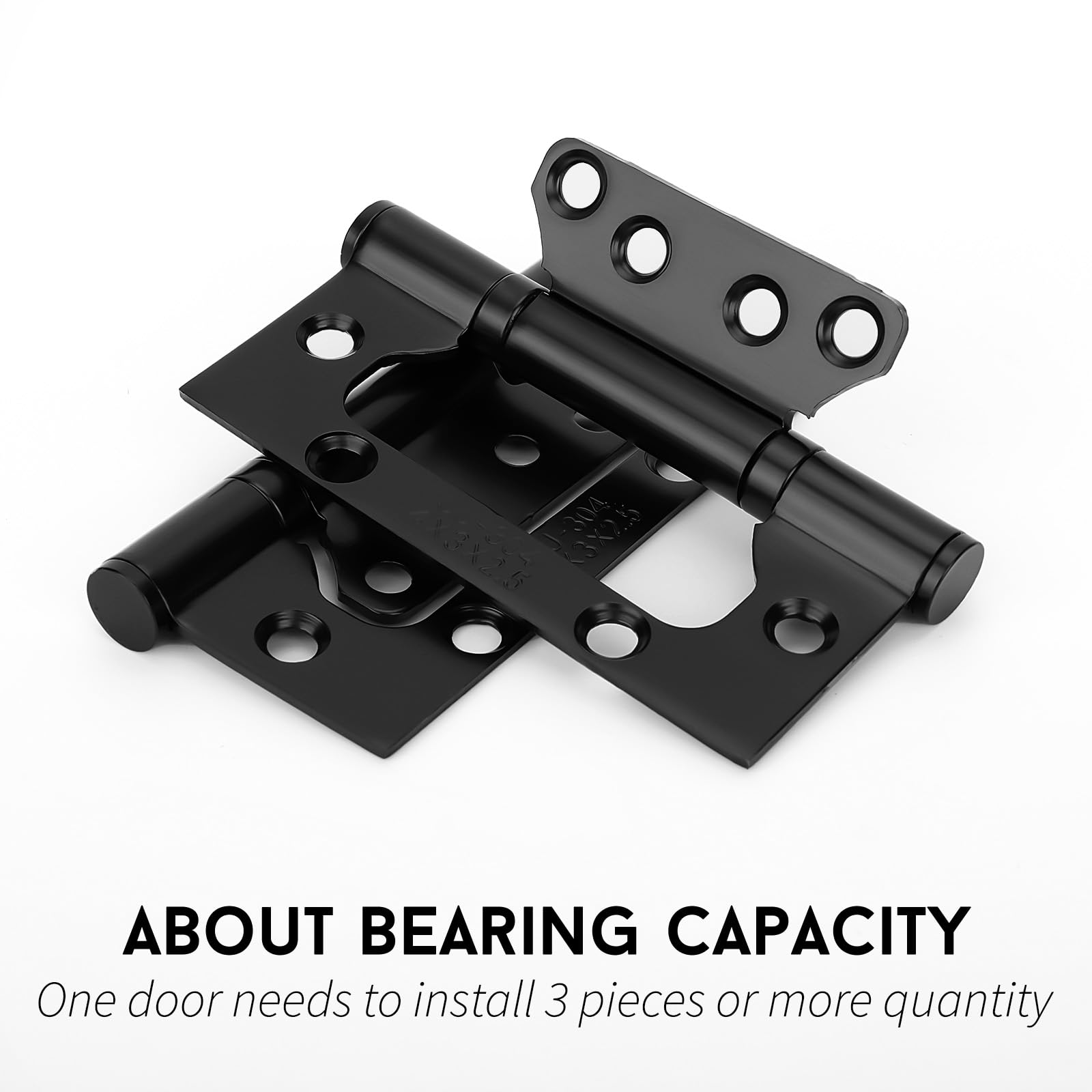 goldenwarm 6 Pack 4x3 inch Non Mortise Door Hinges Matte Black Door Hinges Door Hardware Stainless Steel Hinges, Easy Installation, 2mm Thickness