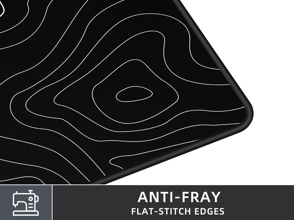 Rinaze Large Mouse Pad Desk Mat with Black Topographic, Anti-Slip Keyboard Pad with Multifunctional, Comfortable Gaming Mousepad, Office Desk Accessories for Computer, Home and Gaming