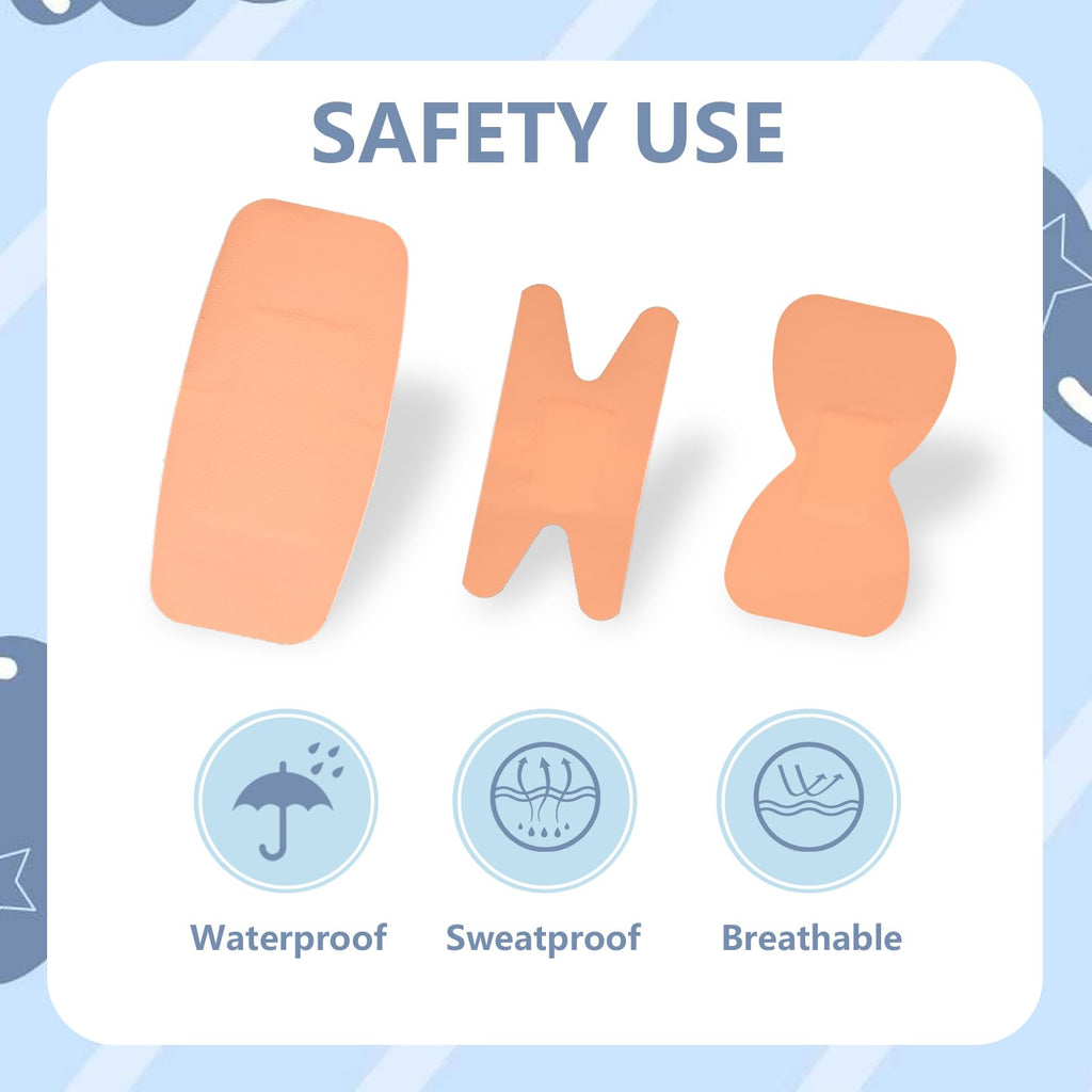 Assorted Bandages Variety Pack 200 Pieces，Fabric Adhesive Bandages Flexible Breathable Bandages for First Aid Supplies，Including Fabric Bandages, Waterproof Bandages,Spot Bandage and Large Bandages